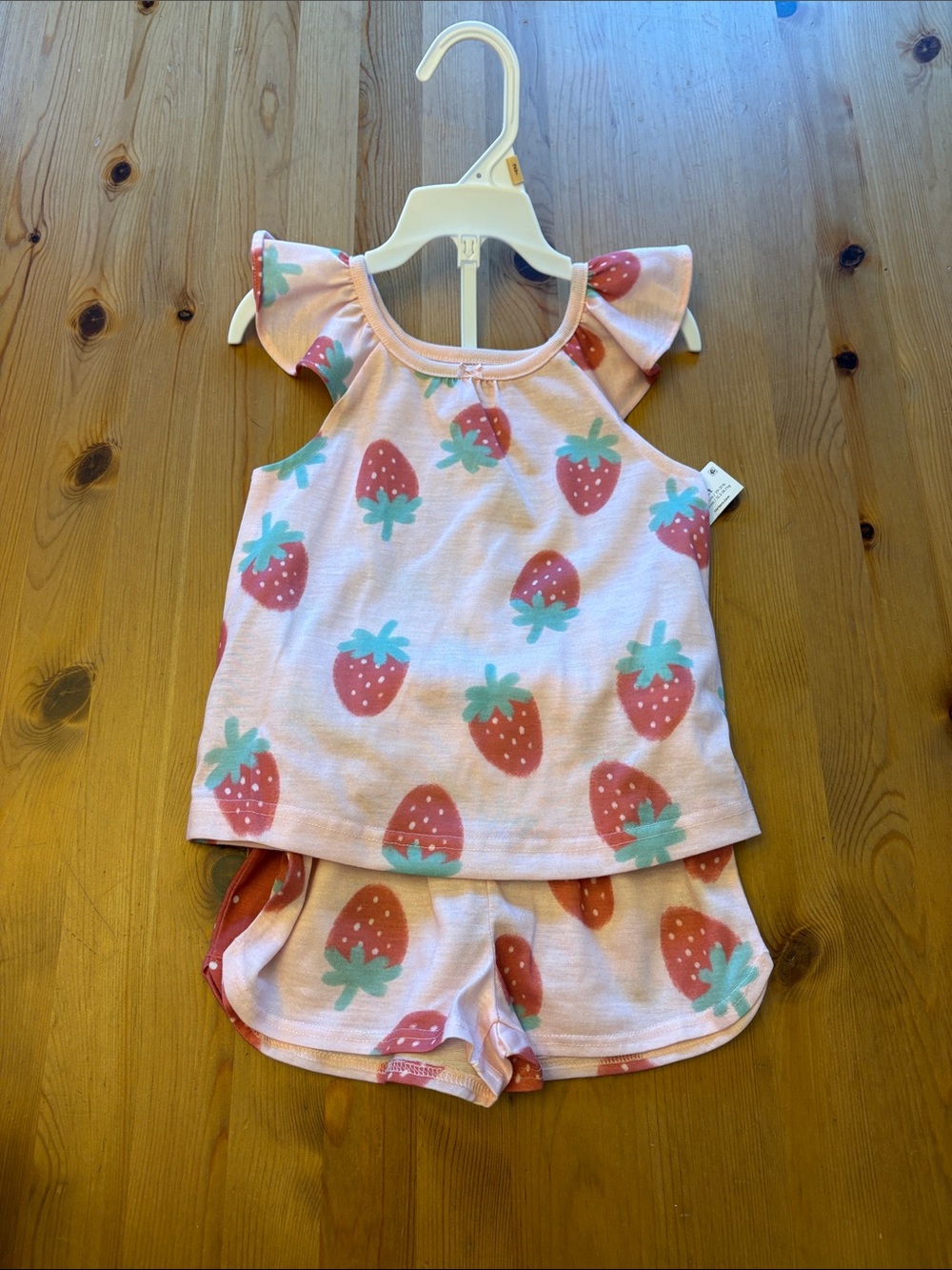 Carter's Pink Strawberry Short Sleeve Top & Shorts Pajama Set